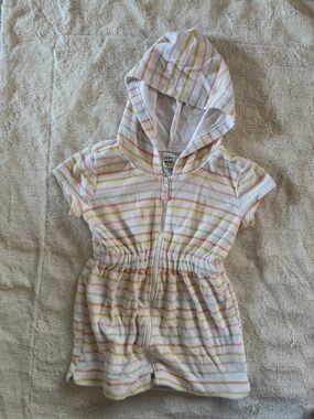 Carter’s Striped Hooded Terry Cover-Up - Pastel Yellow & Pink Stripes 4T